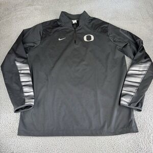 Oregon Ducks Football 1/4 Zip Jacket Mens Gray Nike Shoulder Pocket Size Large